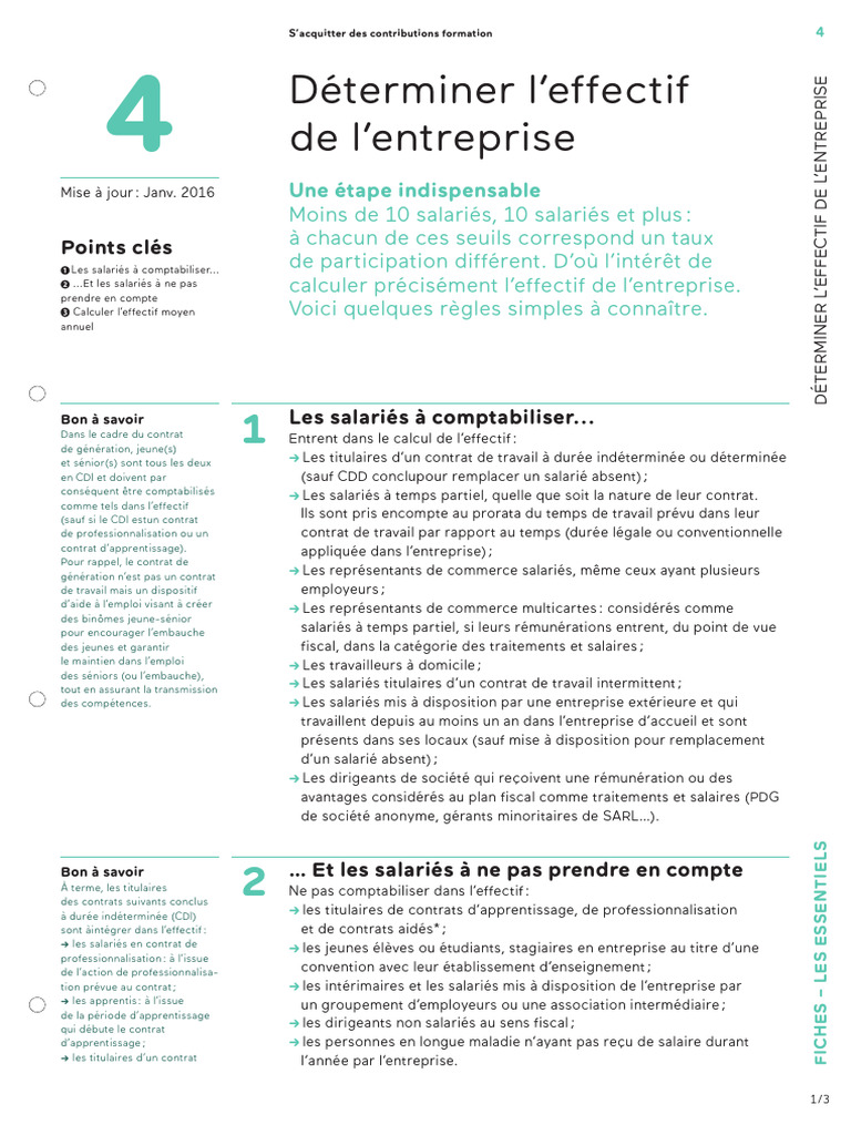 Calcul de l'effectif d'entreprise | PDF | Finance et gestion monétaire