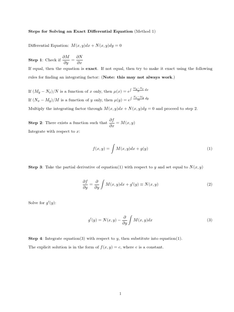 Exact Differential Equations