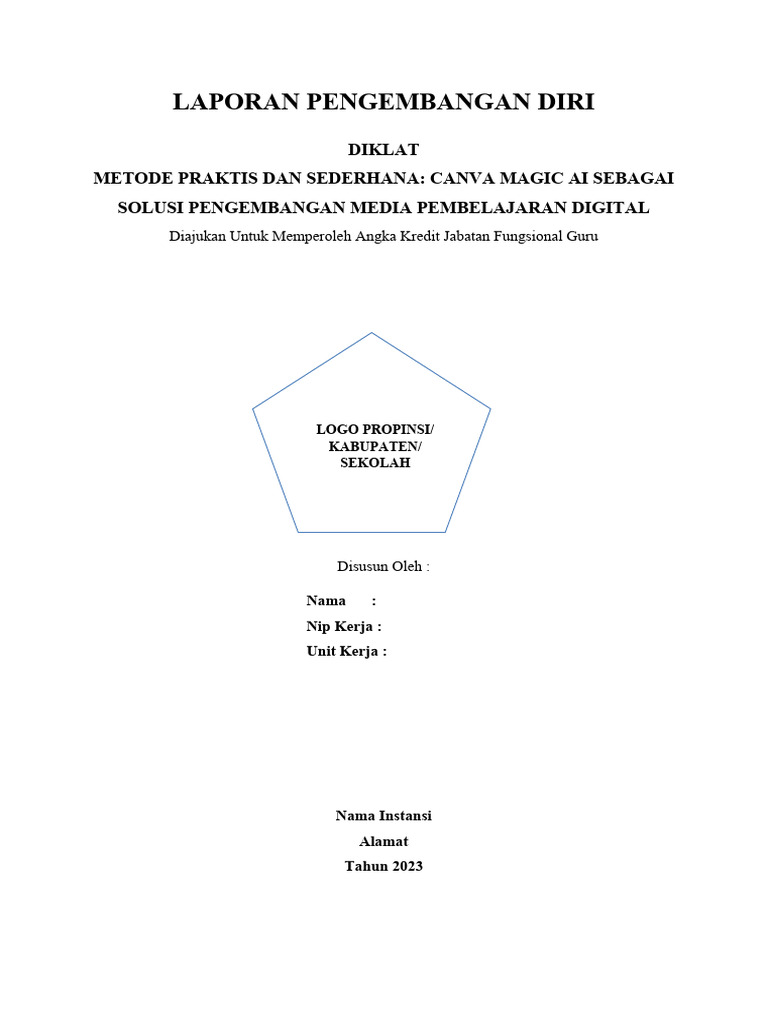 Laporan pengembangan diri diklat nasional 40jp canva magic ai pdf