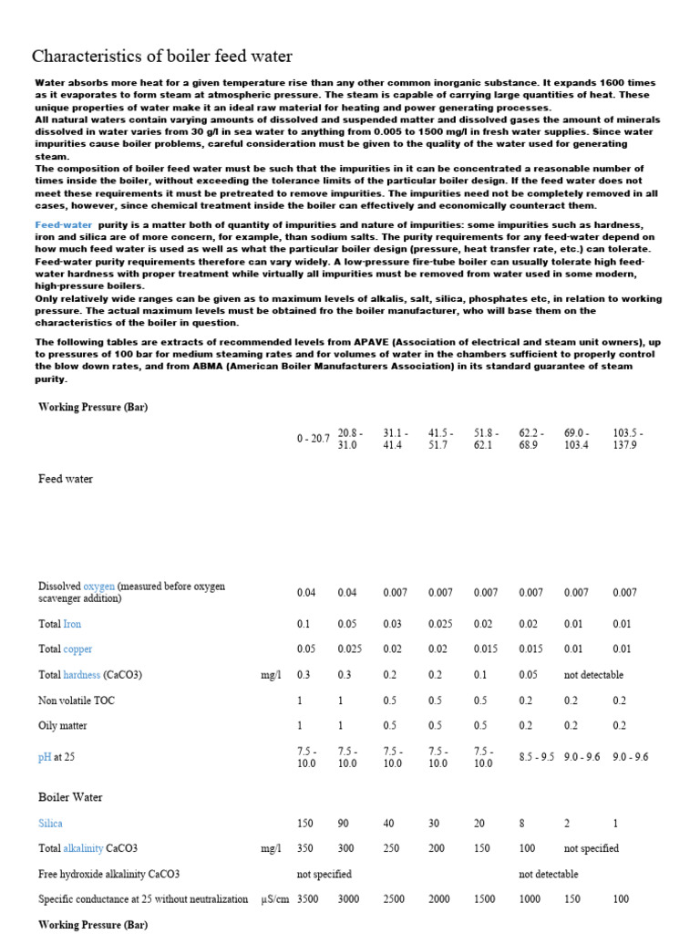 Characteristics of Boiler Feed Water PDF