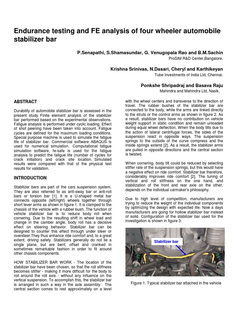 Durability Analysis of Stabilizer Bars | PDF | Fatigue (Material ...