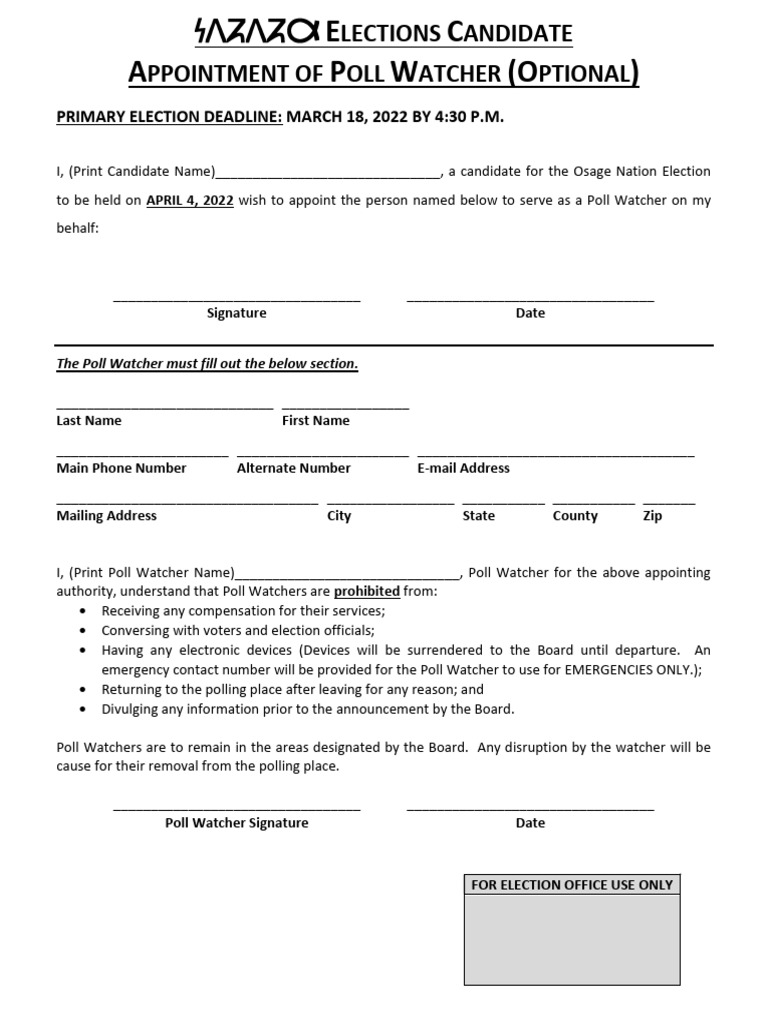 CANDIDATEPoll Watcher Primary22 PDF