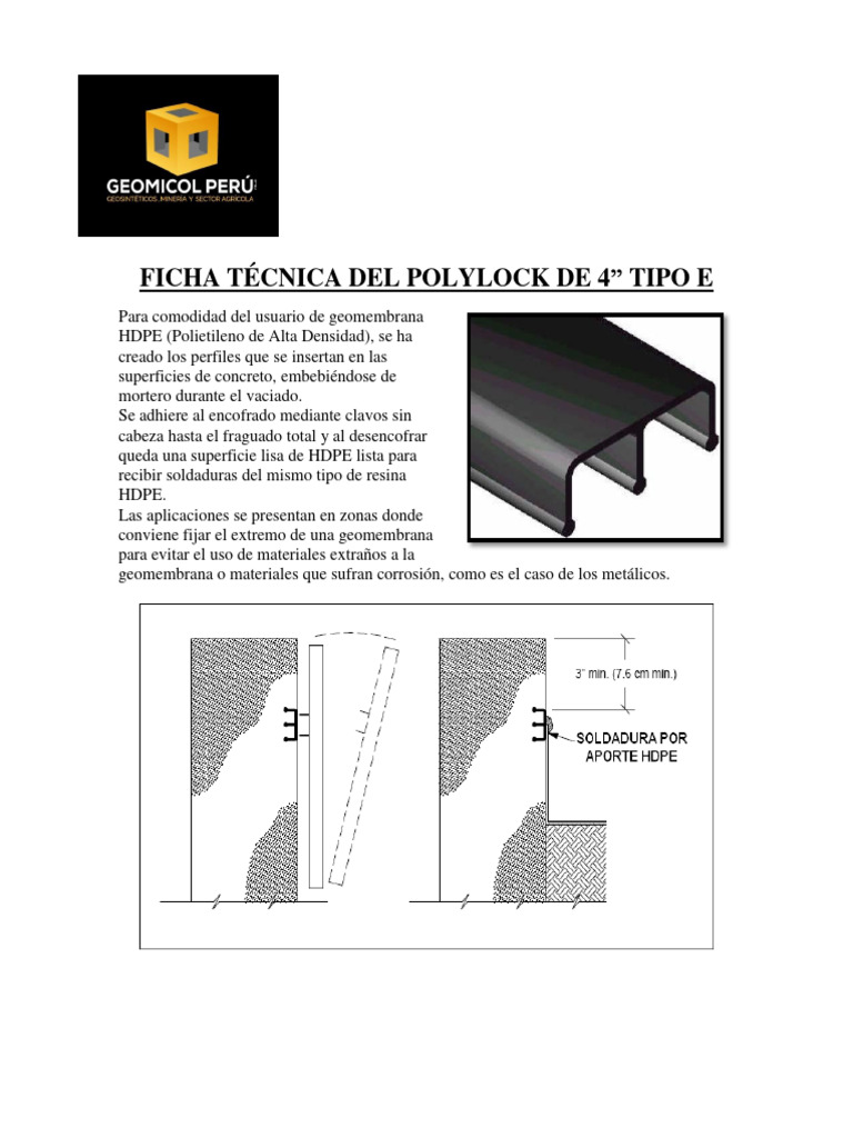 Ficha Técnica Polylock HDPE Tipo E | PDF