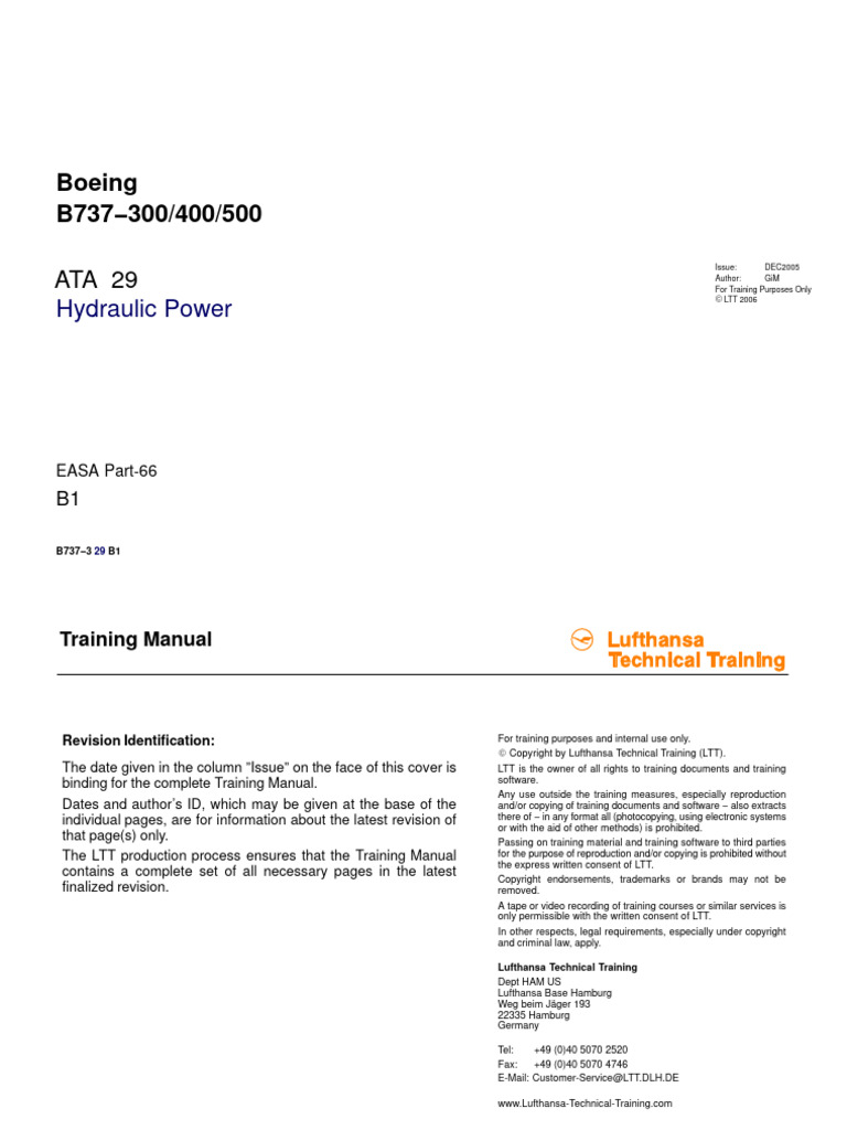 B737 300/400/500 Boeing: Hydraulic Power | PDF