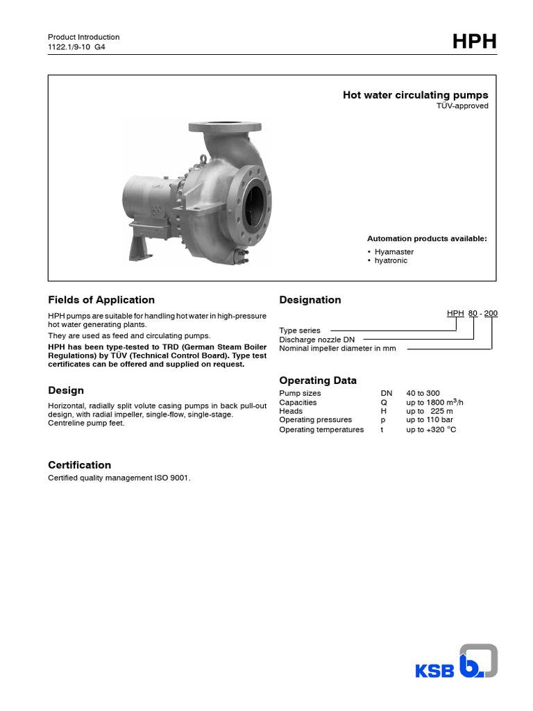 Hot Water Circulating Pumps Automation Products Available PDF