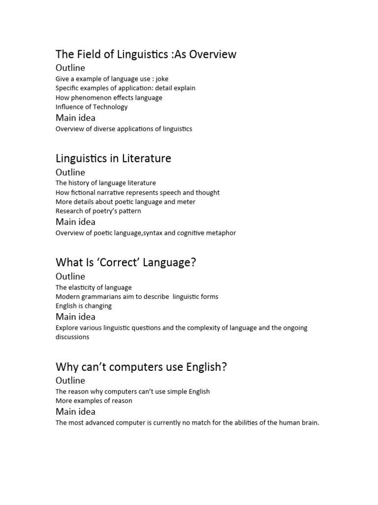 The Field of Linguistics PDF