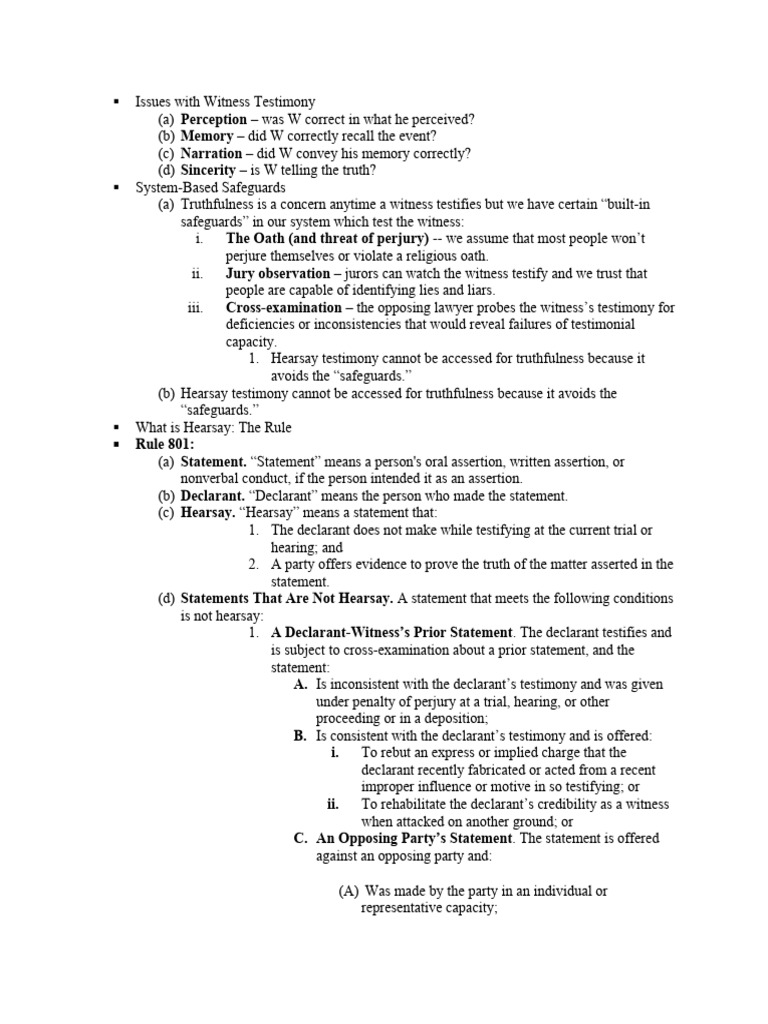 Hearsay General Rules and Definitions PDF