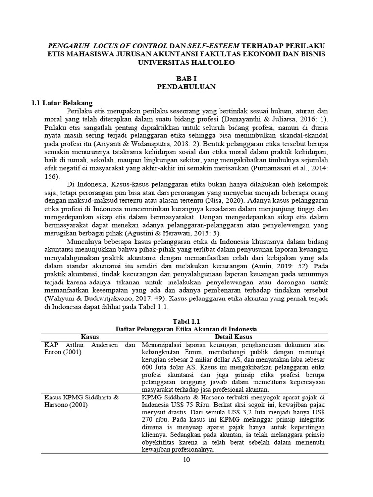 Locus of Control dan Self-Esteem Mahasiswa Akuntansi | PDF
