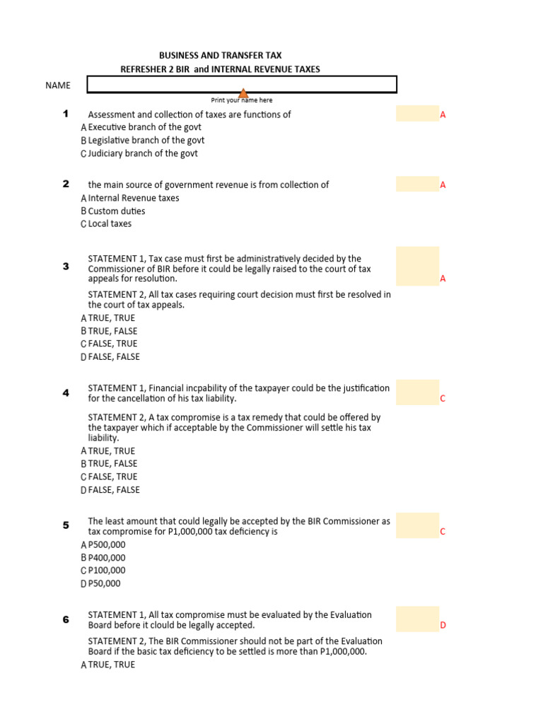 Solution Refresher 2 Internal Revenue Taxes-2 | PDF | Taxes | Internal ...