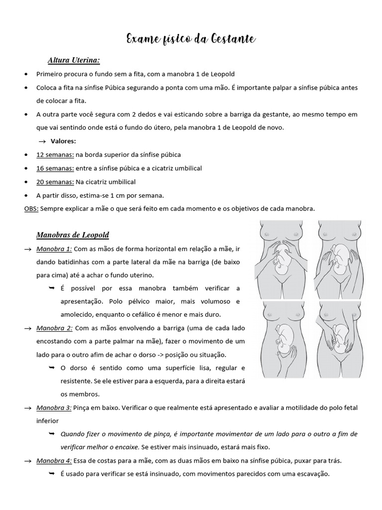 Exame Físico Da Gestante | PDF | Gravidez