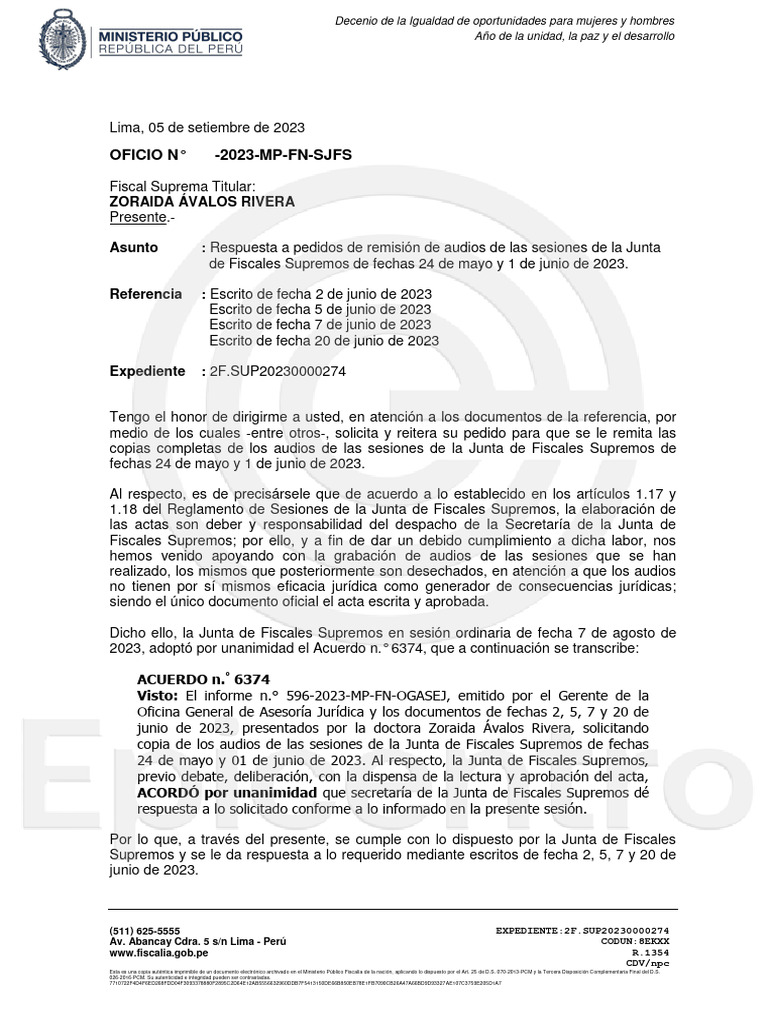 Fiscalía dice que ha “desechado” audios