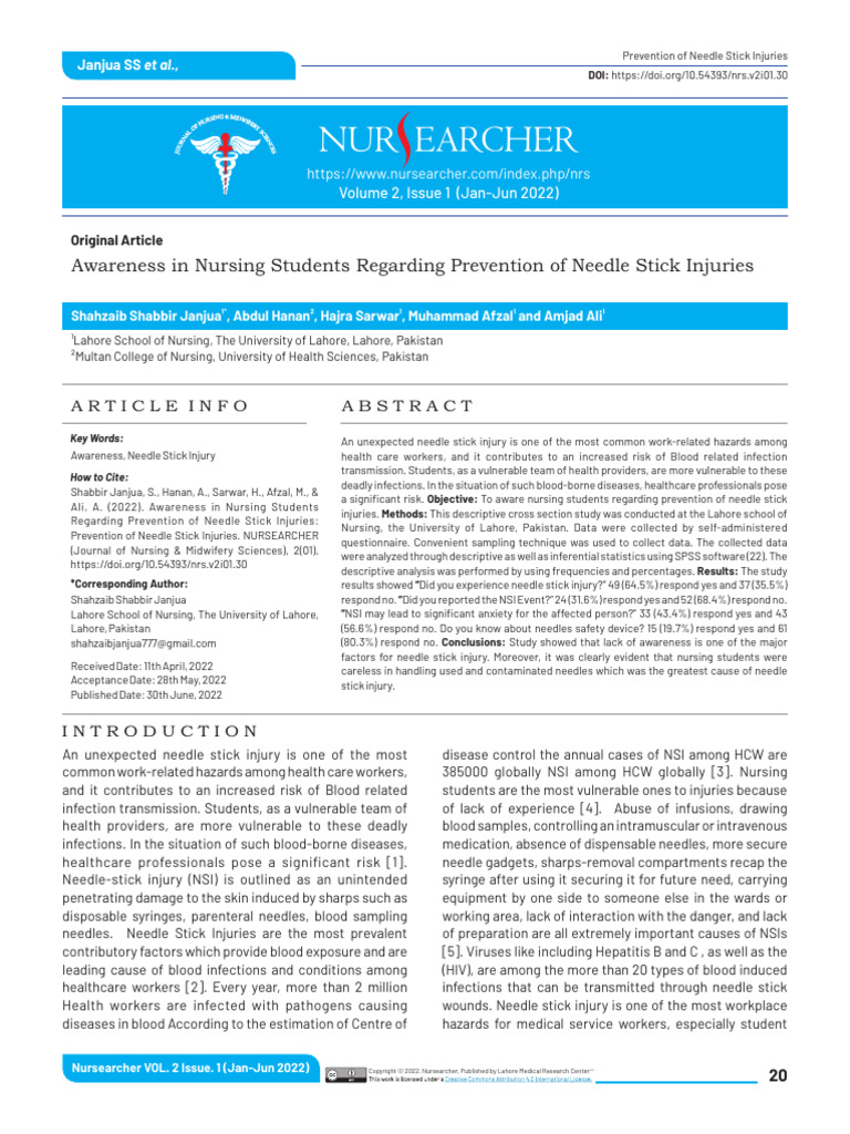 Awareness in Nursing Students Regarding Prevention | PDF