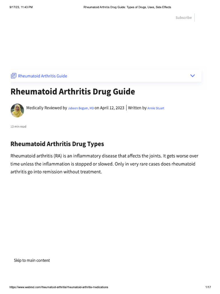 Rheumatoid Arthritis Drug Guide 2023 PDF