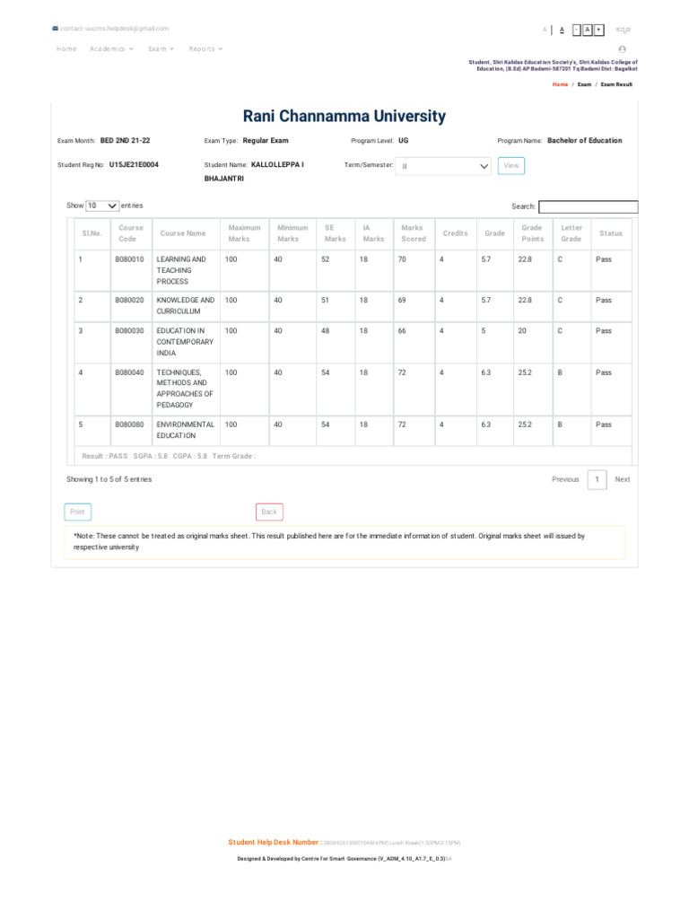 2nd Sem Result | PDF | Educational Stages | Cognition