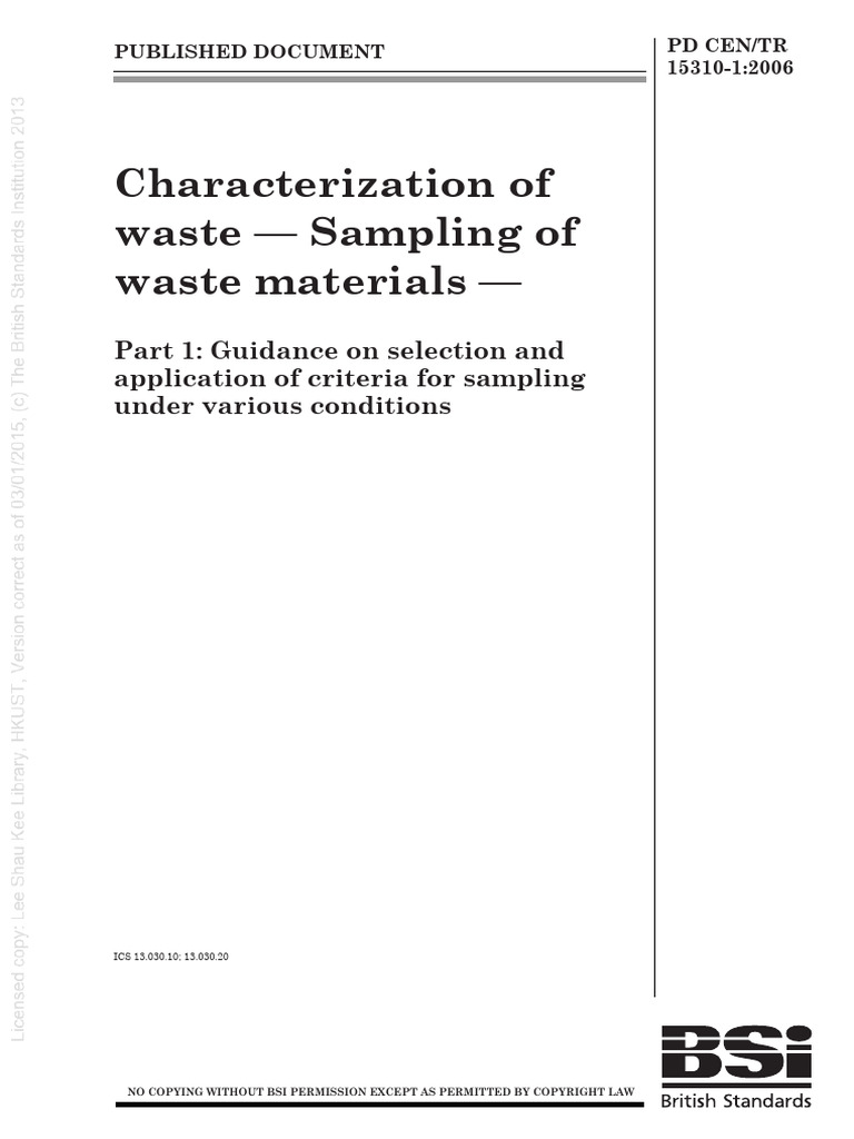 PD Cen TR 15310-1-2006 | PDF