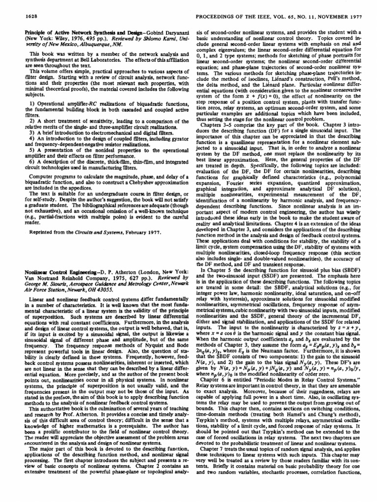 Nonlinear Control Engineering Pdf