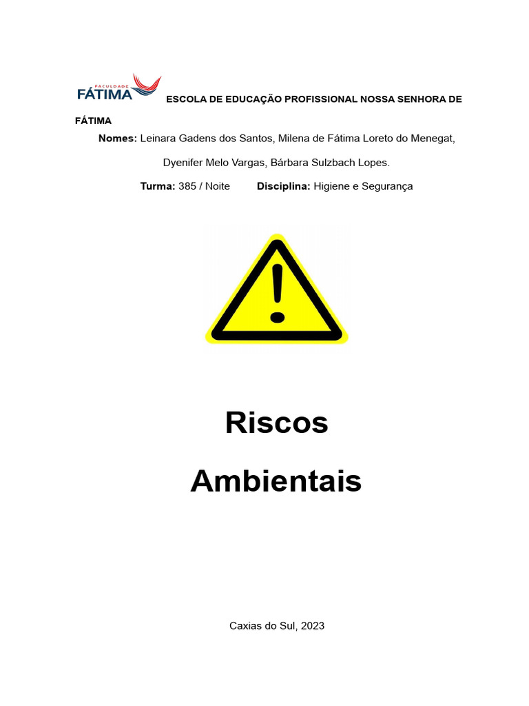 Riscos Ambientais no Trabalho Hospitalar | PDF | Ambiente natural ...