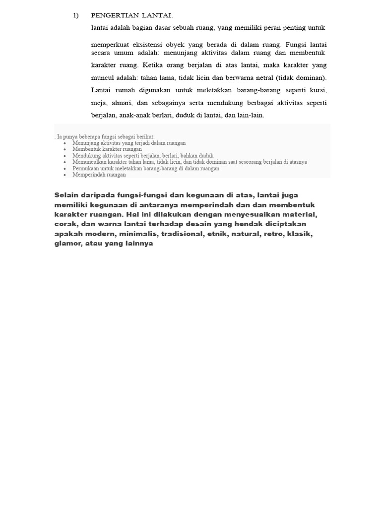 Pengertian Lantai | PDF