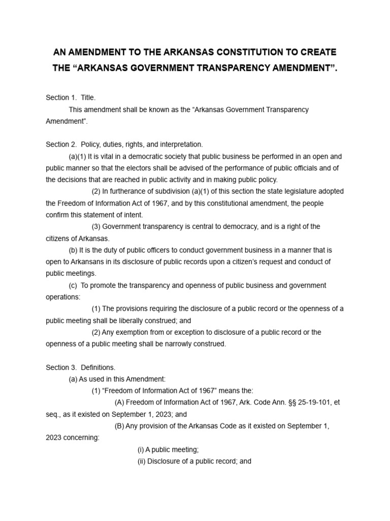 Arkansas Government Transparency Amendment PDF