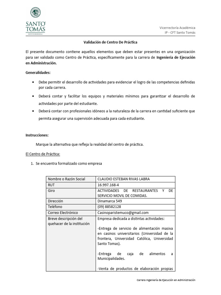 02 - Pauta Validación Centro de Práctica | PDF | Crecimiento personal y ...