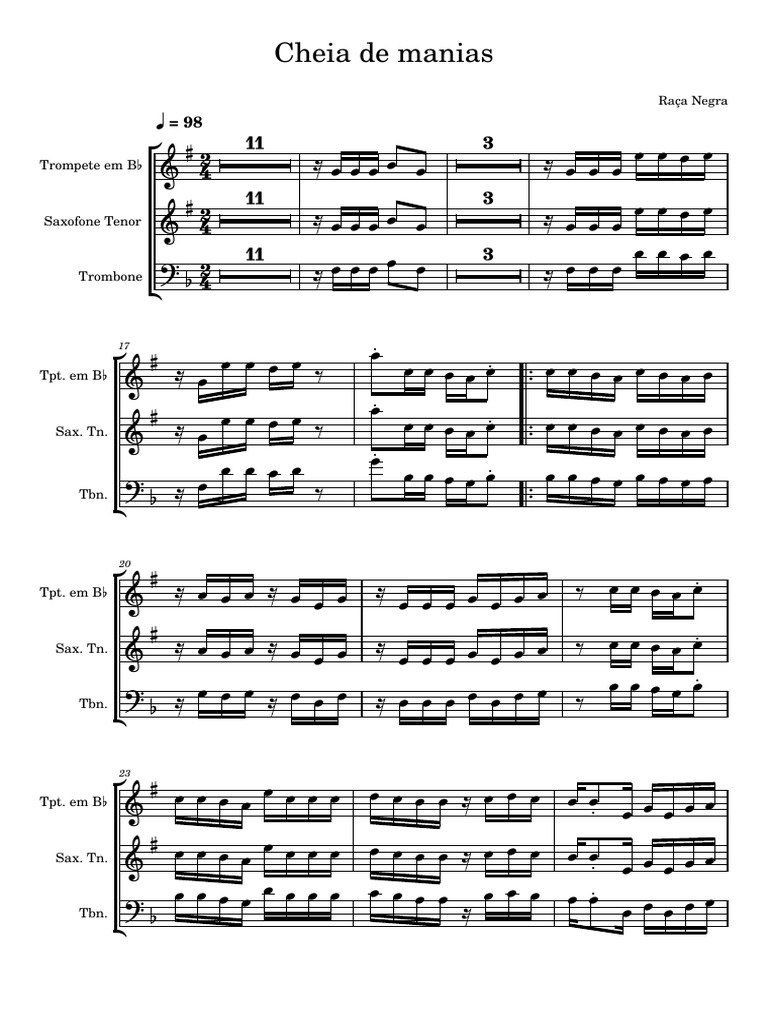 Cheia de Manias-DeMO-Partitura e Partes | PDF | Music Production ...