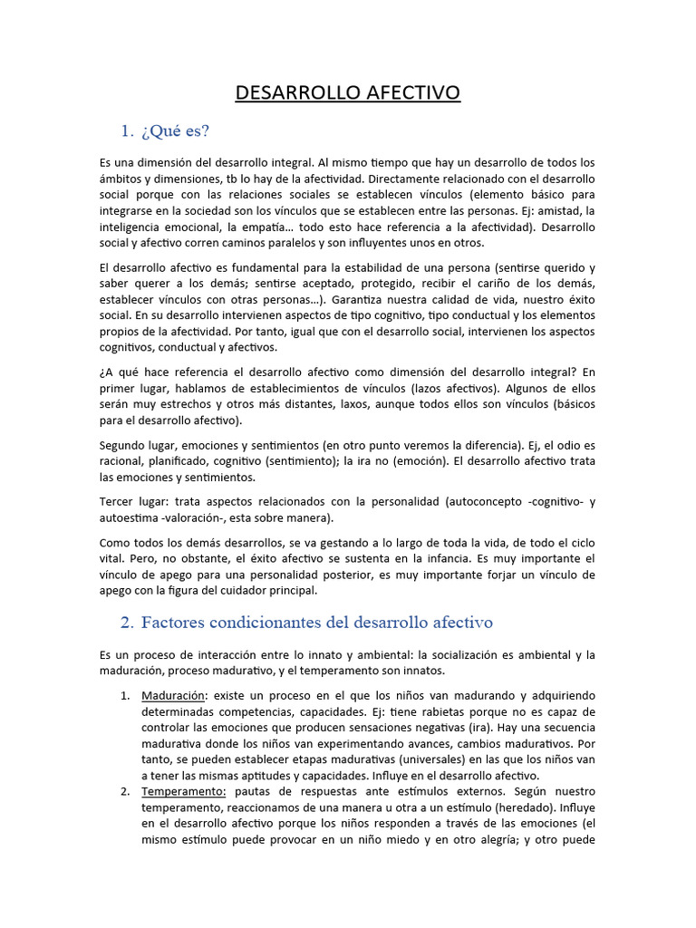 Importancia del Desarrollo Afectivo | PDF | Teoría de apego | Las emociones