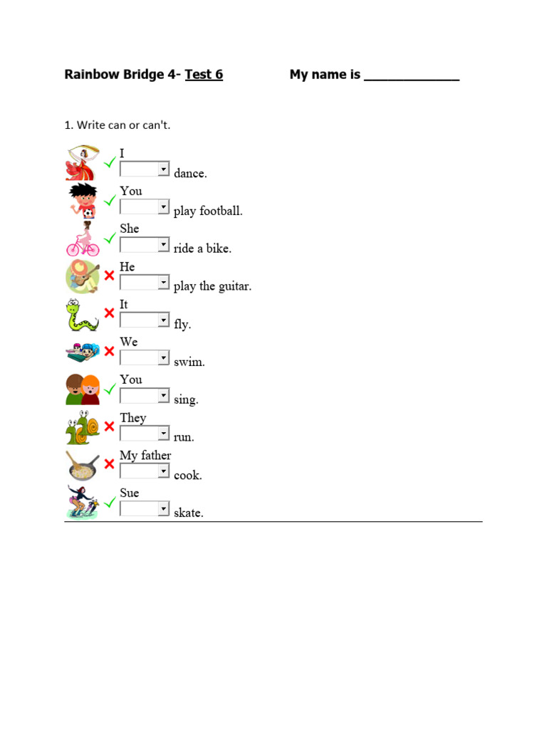 Rainbow Bridge 4 Test 6 | PDF | Language Arts & Discipline | Home & Garden