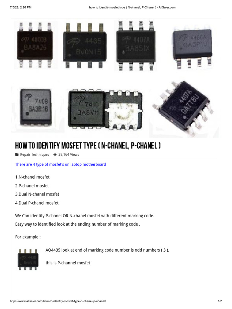 How To Identify Mosfet Type (NChanel, PChanel) PDF