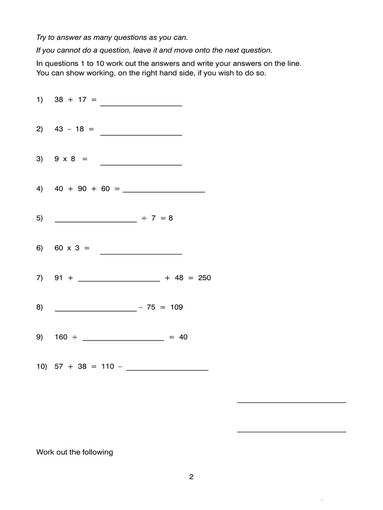 Math Problem Worksheet for Students | PDF | Teaching Methods & Materials