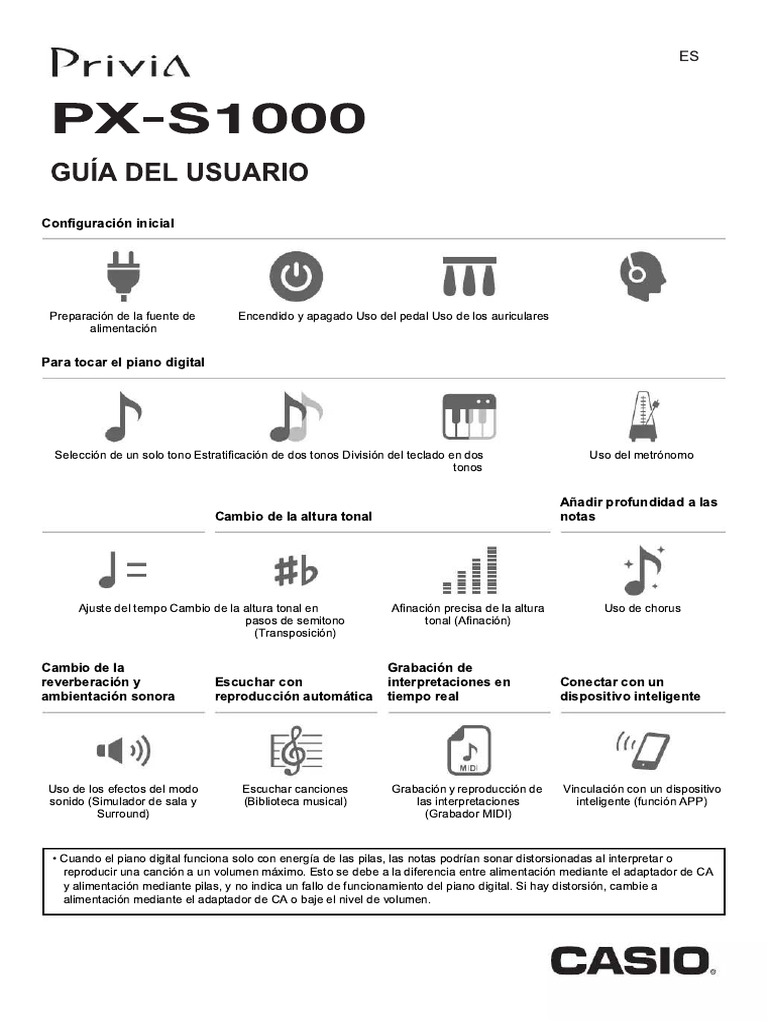 Manual Casio Privia PXS1000 (Español 47 páginas) PDF