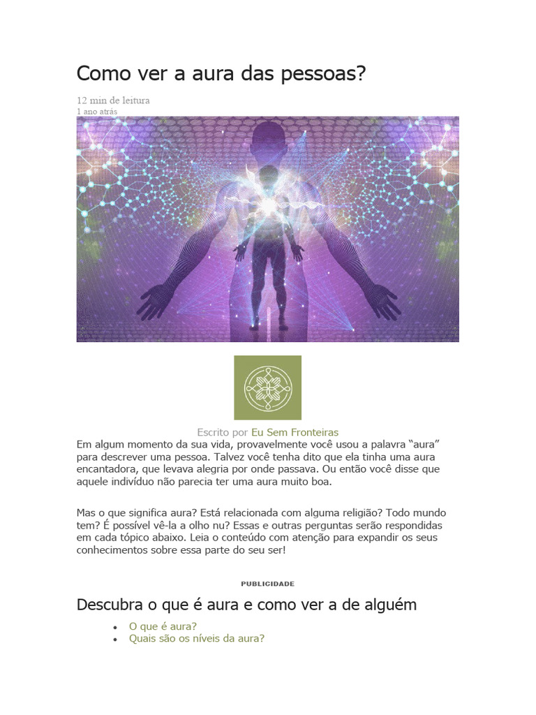 Como Ver A Aura Das Pessoas PDF