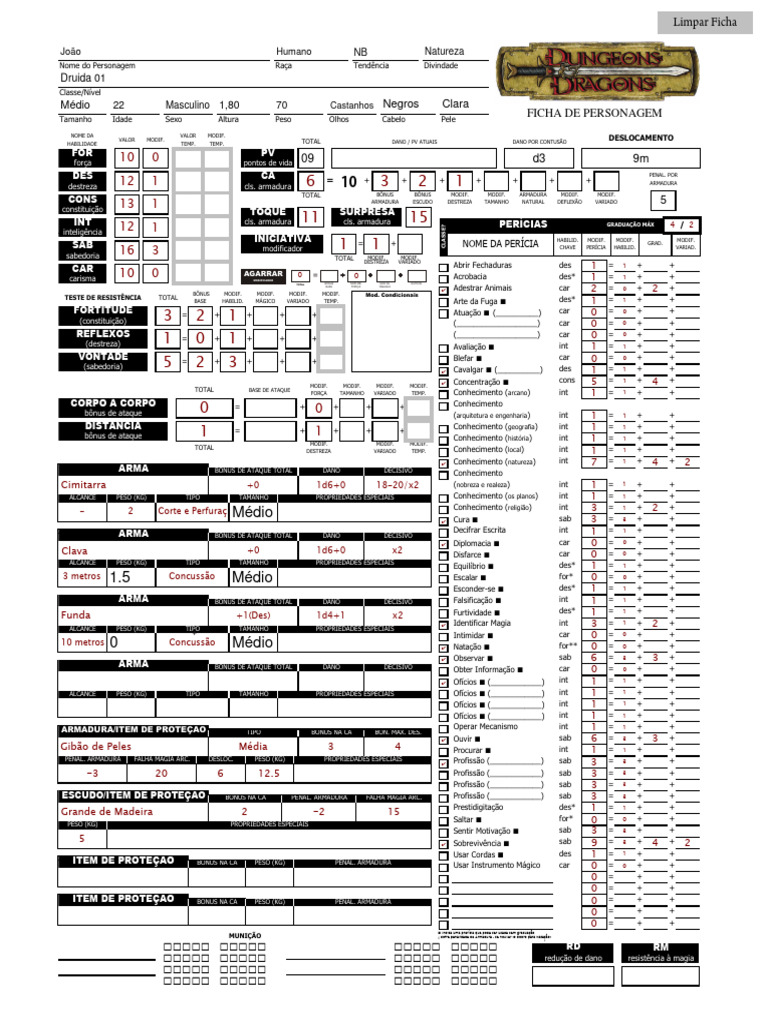 FichaD&d35Editavel Modelo PDF