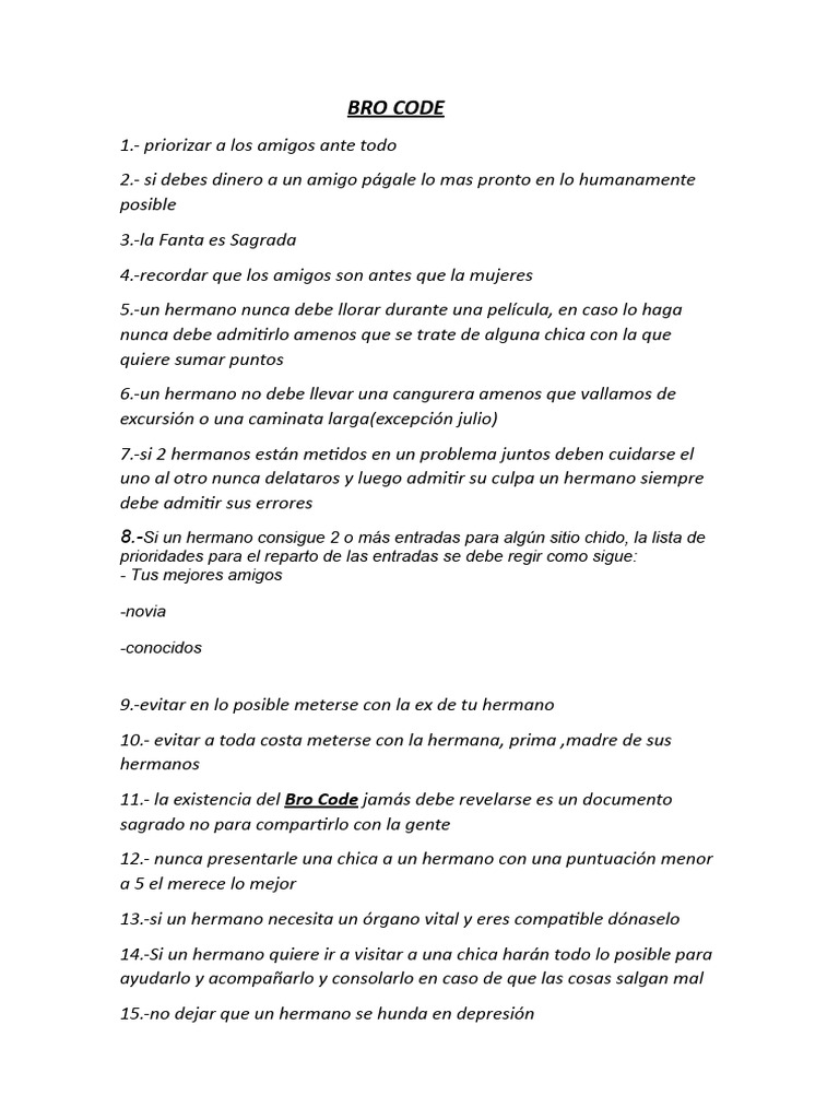 Código de Hermanos: El Bro Code | PDF | Novela negra, policíaca y suspenso