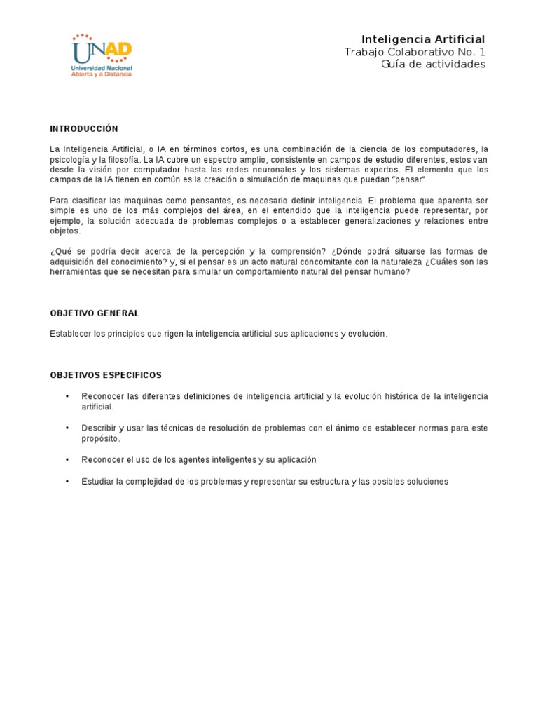 Guía de Actividades sobre IA | PDF | Inteligencia artificial ...