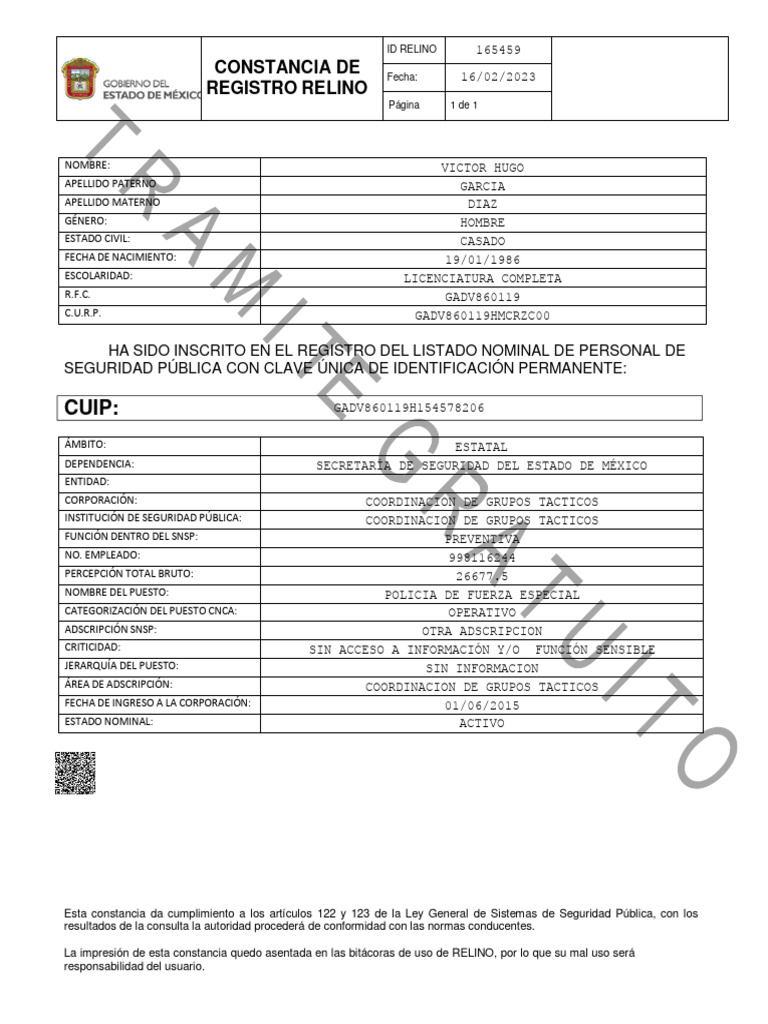 Constancia de Registro Relino 2023 | PDF