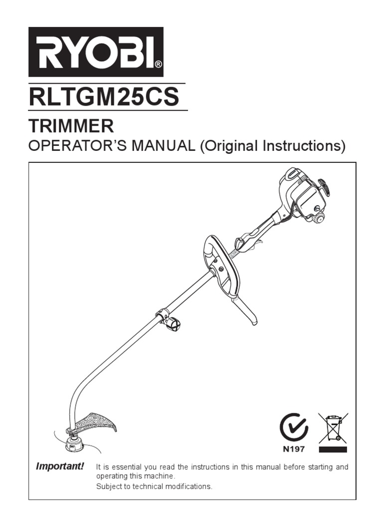 RYOBI RLTGM25CS Trimmer Manual | PDF | Gasoline | Throttle