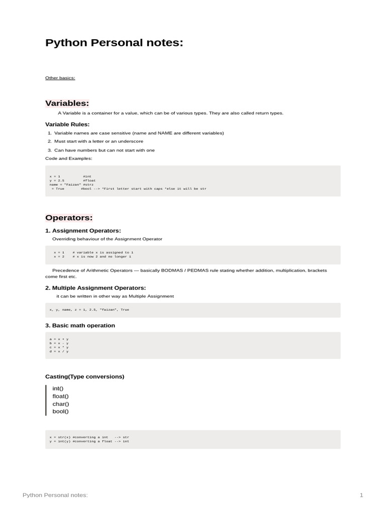 Python Personal Notes | PDF