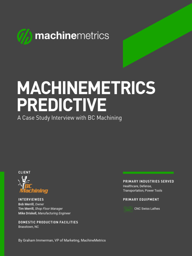 Machinemetrics Predictive Case Study Interview Bc Machining V2 Pdf