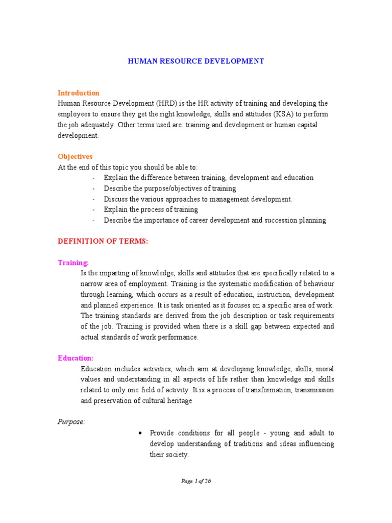 Human Resource Development | PDF | Facilitator | Learning
