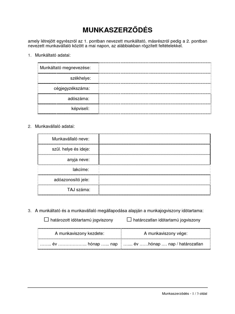 Munkaszerzodes | PDF