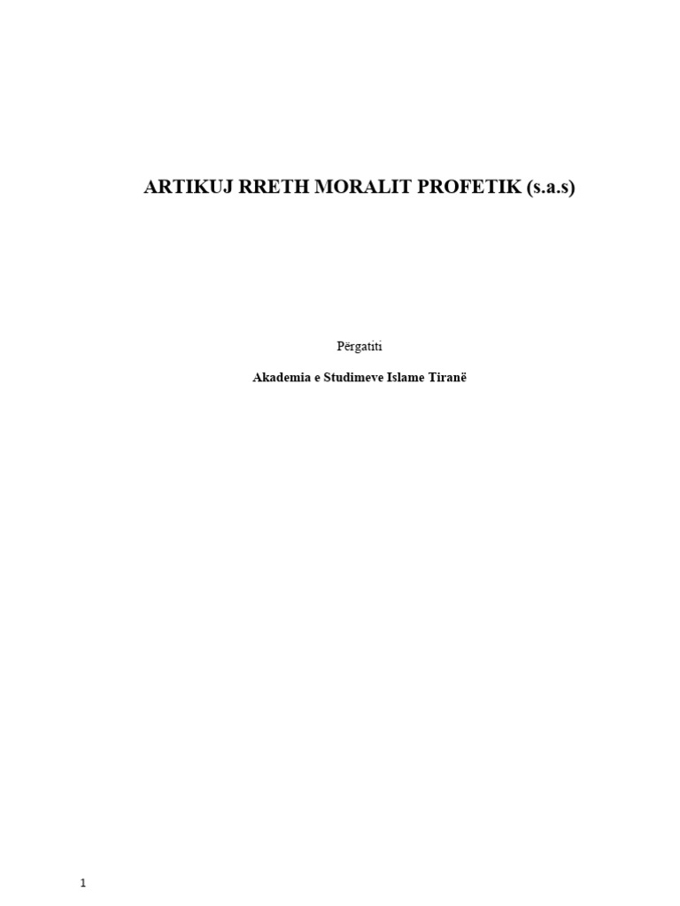 00-ARTIKUJ RRETH MORALIT PROFETIK (S.a.s) (27 Artikuj) | PDF