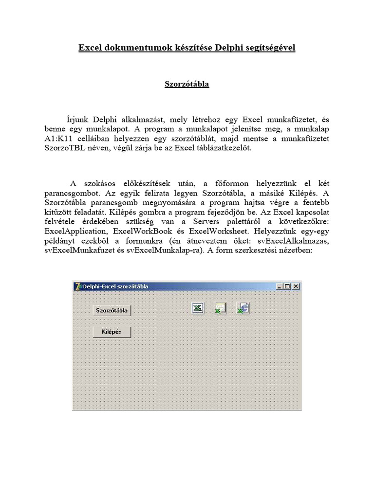 Excel dokumentumok k sz t se delphi seg ts g vel pdf