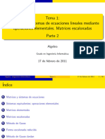 Alg - Ut 1.2 - Resolución de Sistemas de Ecuaciones Lineales Mediante Operaciones Elementales. Matrices Escalonadas