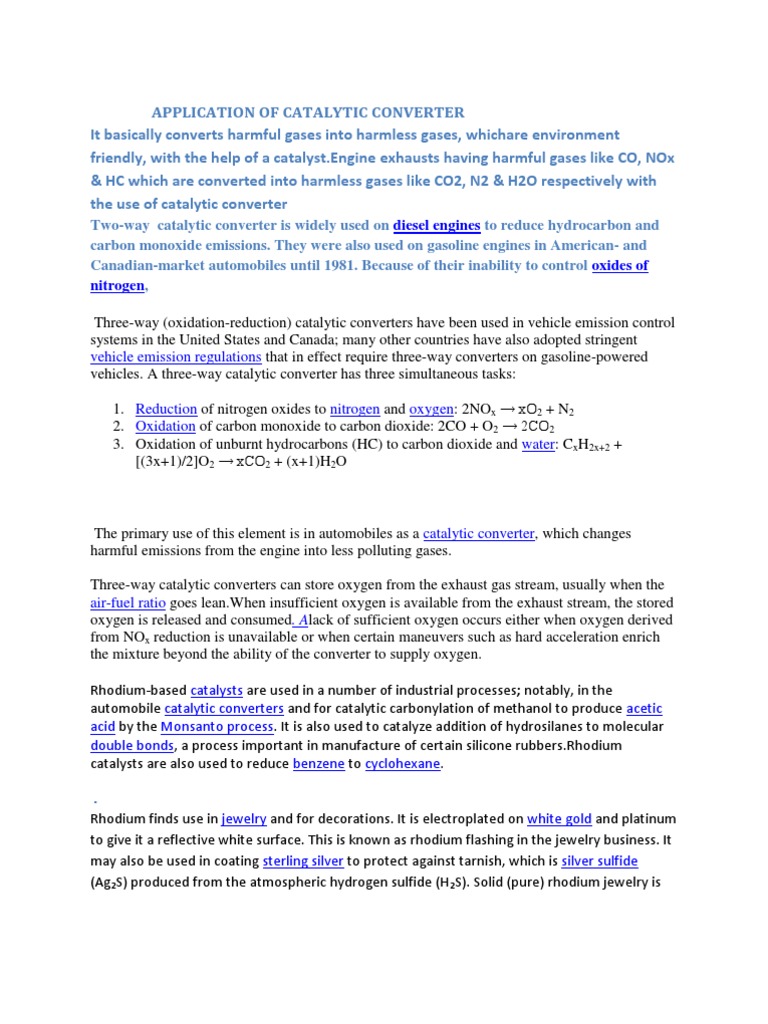 Diesel Engines Vehicle Emission Regulations PDF Catalysis Exhaust Gas
