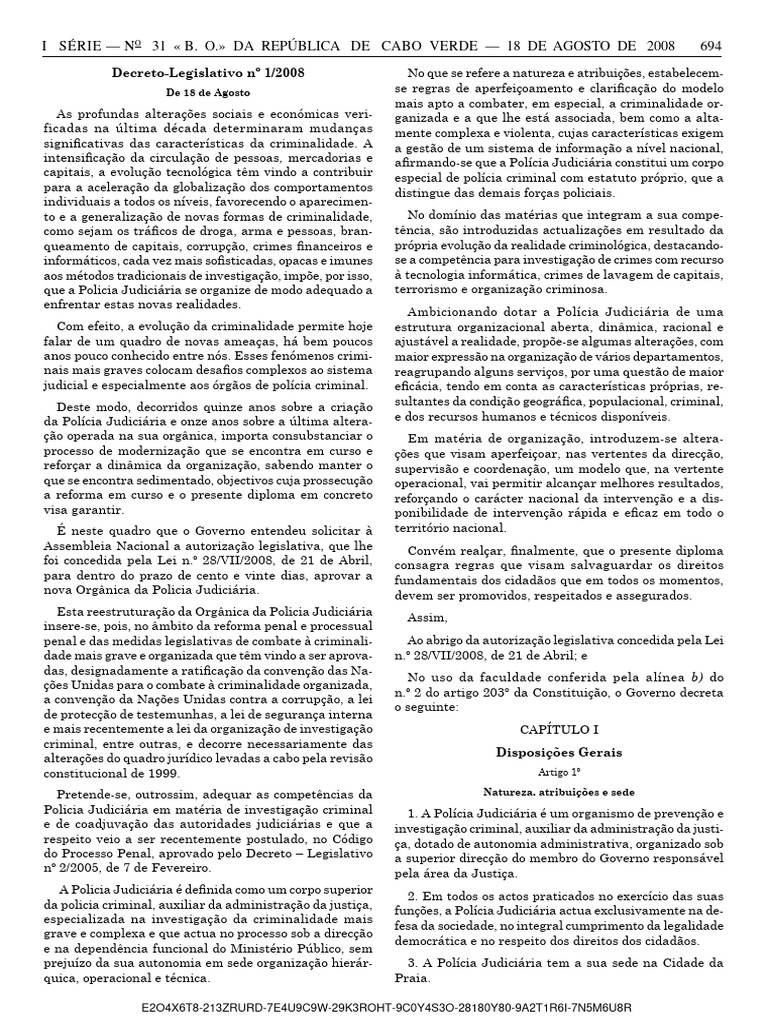 Estatuto e Organica Da PJ - 2 Por Página | PDF | Polícia | Procedimento ...