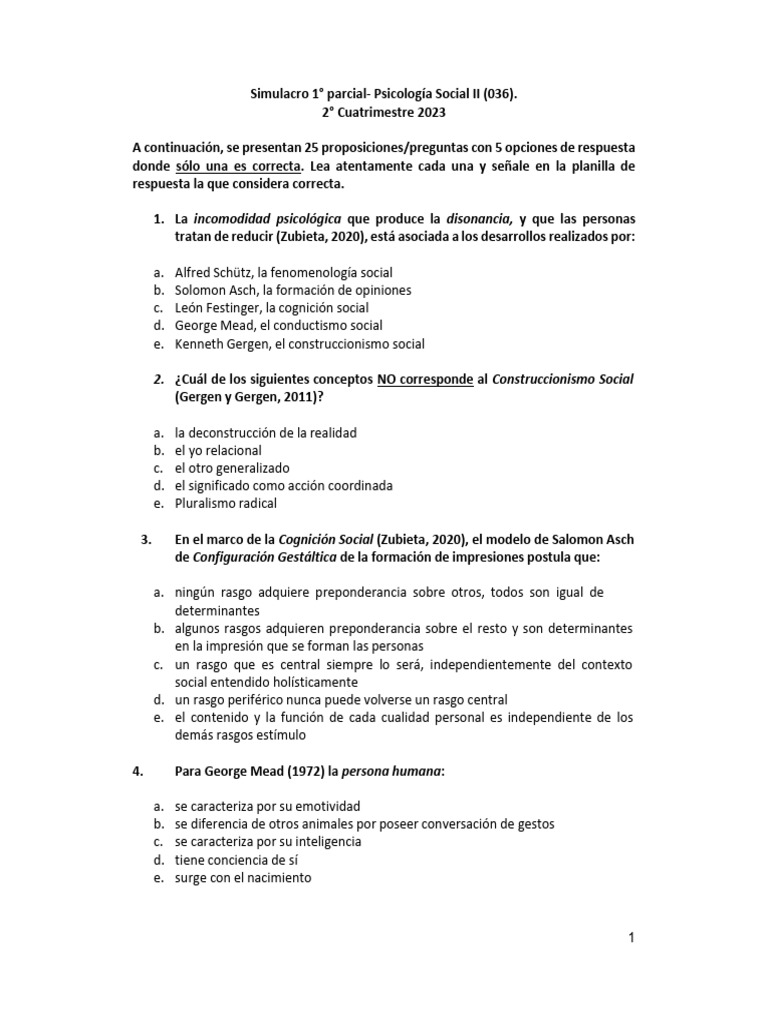 Simulacro1°Parcial 2C 2023. | PDF