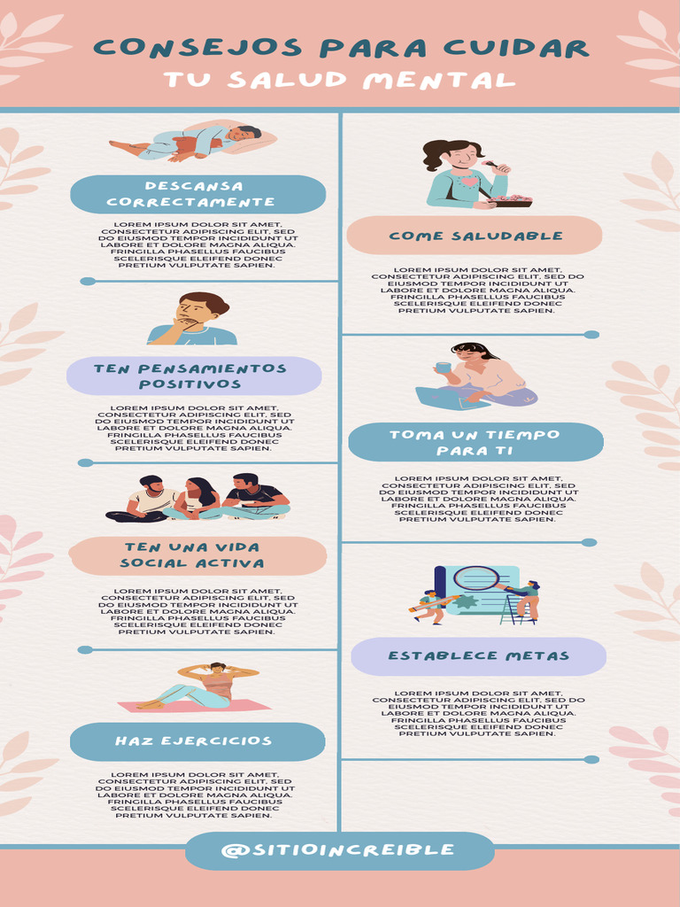Infografía Consejos para Cuidar Tu Salud Mental Simple Ilustrado Rosa y ...
