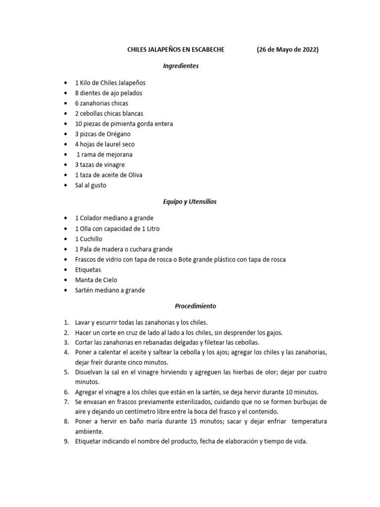 Chiles Jalapeños en Escabeche PDF