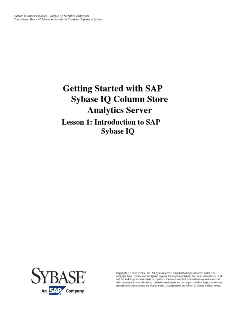 Getting started with sybase iq column store analytics server pdf