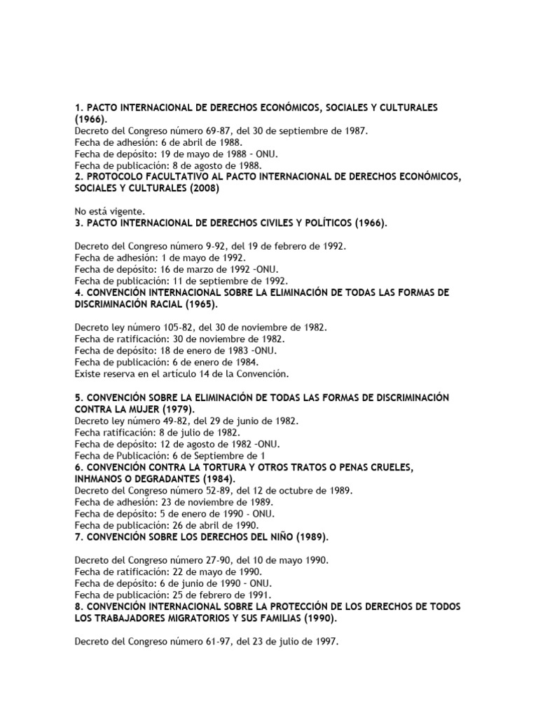 Tratados Internacionales de Derechos Humanos | PDF | Convenio europeo ...
